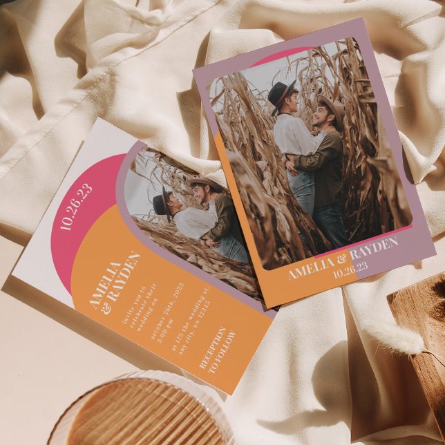 Convite para Casamento de Fotos em Arch Retro Mode (Criador carregado)