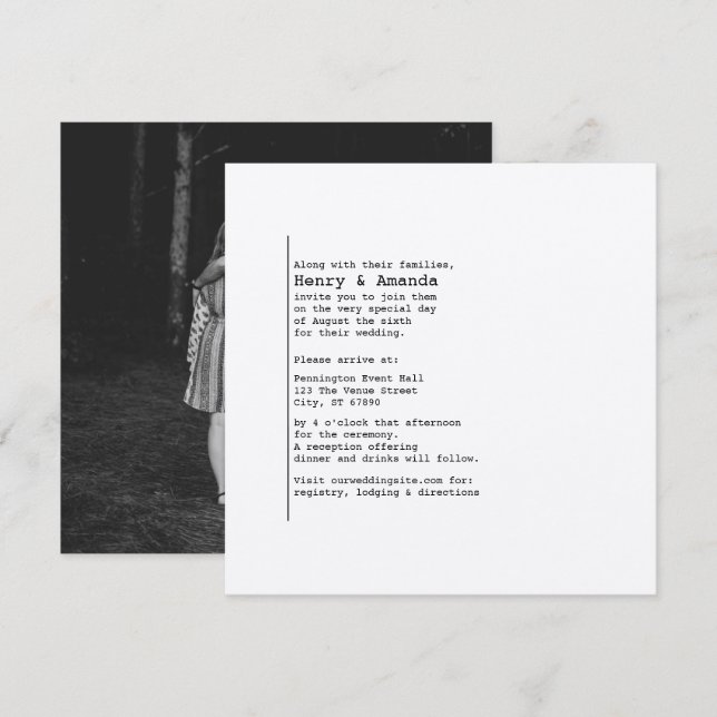 Convite para Casamento de Fotos em Bookish (Frente/Verso)