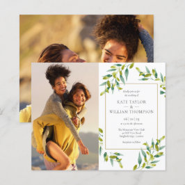 Convite para Casamento de Fotos em Verde de Orçame