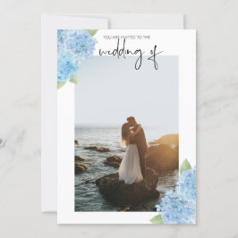 Convite para Casamento de Fotos - Hydrangeas Azuis