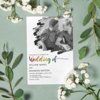 Convite para casamento de fotos LGBT modernas