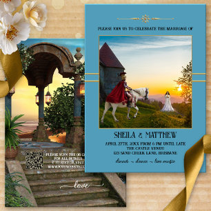 Convite para casamento de fotos medieval boêmica