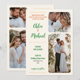 Convite para casamento de fotos modernas com códig