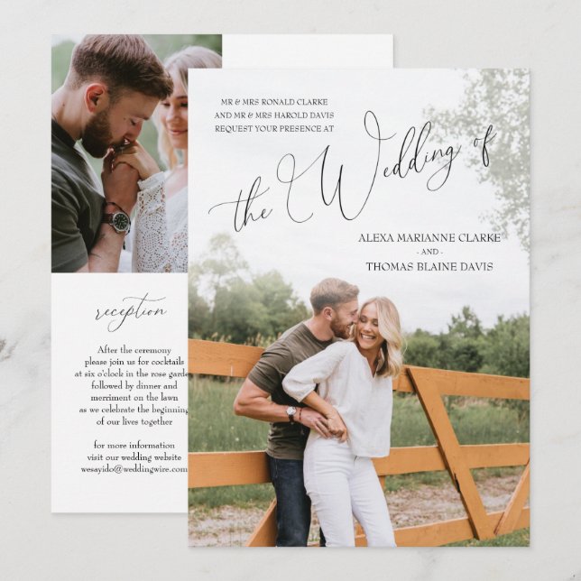 Convite para casamento de fotos múltiplas (Frente/Verso)