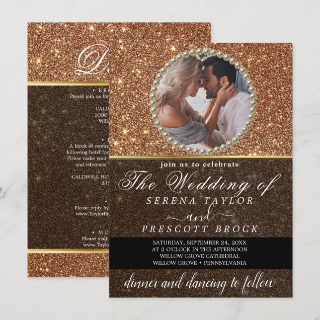 Convite para casamento de fotos personalizadas com (Frente/Verso)