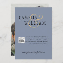 Convite para casamento de fotos QRCode RSVP Dusty