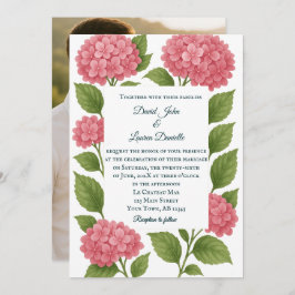 Convite para Casamento de Fotos Rosa Vibrante para