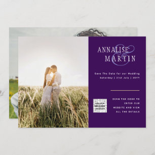 Convite para casamento de fotos Salvar a data AZUL