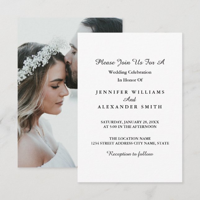 Convite para Casamento de Fotos Simples Minimalist (Frente/Verso)