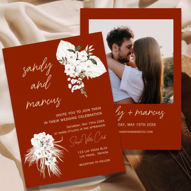 Convite Para Casamento De Fotos Terracotta Bohemia (Criador carregado)