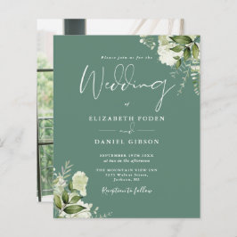 Convite para Casamento de Fotos Verde Eucalyptus