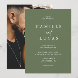 Convite para Casamento de Fotos Verde Florestal