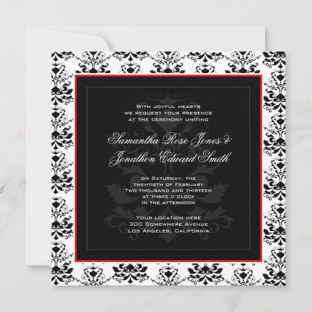 Convite para casamento de fotos vermelhas de Damas (Frente)