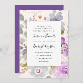 Convite para Casamento de Frame Blooms Lilac