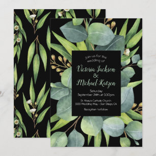 Convite para Casamento de Frame Eucalyptus Wreath