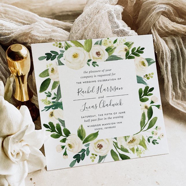 Convite para Casamento de Frame Floral Alabastro | (Criador carregado)