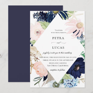 Convite para Casamento de Frame Floral Costeira