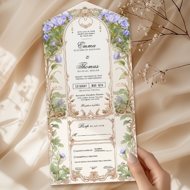 Convite para Casamento de Frame Floral Dourado Rox (Criador carregado)