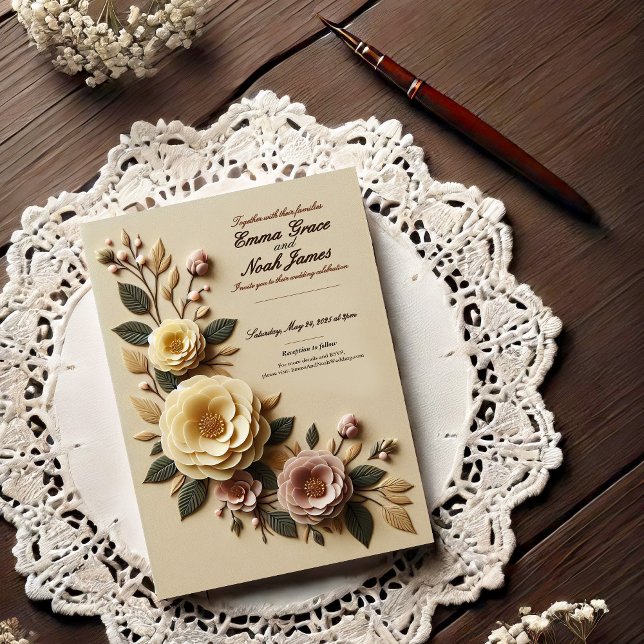Convite para Casamento de Frame Floral Elegante (Criador carregado)