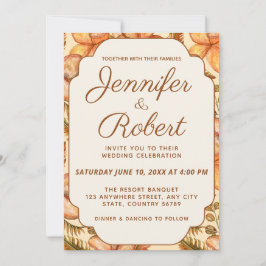 Convite para Casamento de Frame Floral Rustic Autu