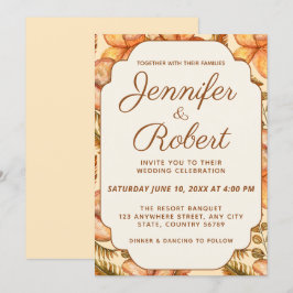 Convite para Casamento de Frame Floral Rustic Autu