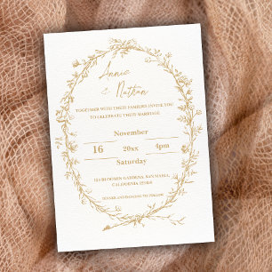 Convite para Casamento de Frame Intruso Dourado do