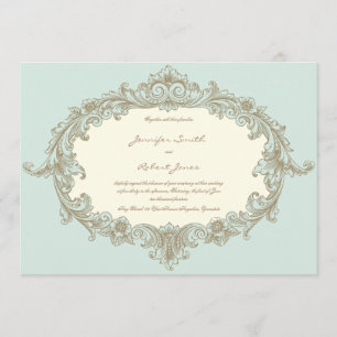 Convite para Casamento de Frame Vintage Dourado Az