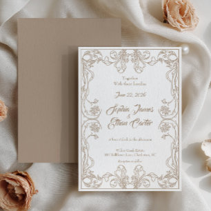Convite para Casamento de Frame Vintage Elegante