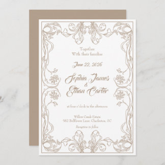 Convite para Casamento de Frame Vintage Elegante