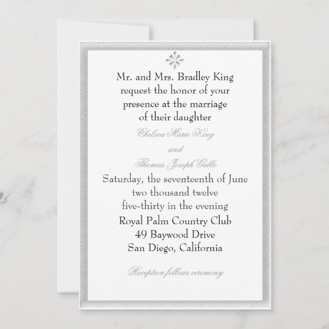 Convite para Casamento de Fronteira Decorativa de  (Frente)