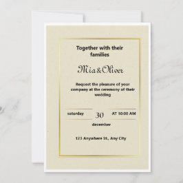 Convite para Casamento de Fronteira Dourada Clássi