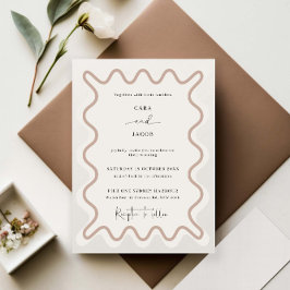 Convite para Casamento de Fronteira Vazia de Beige