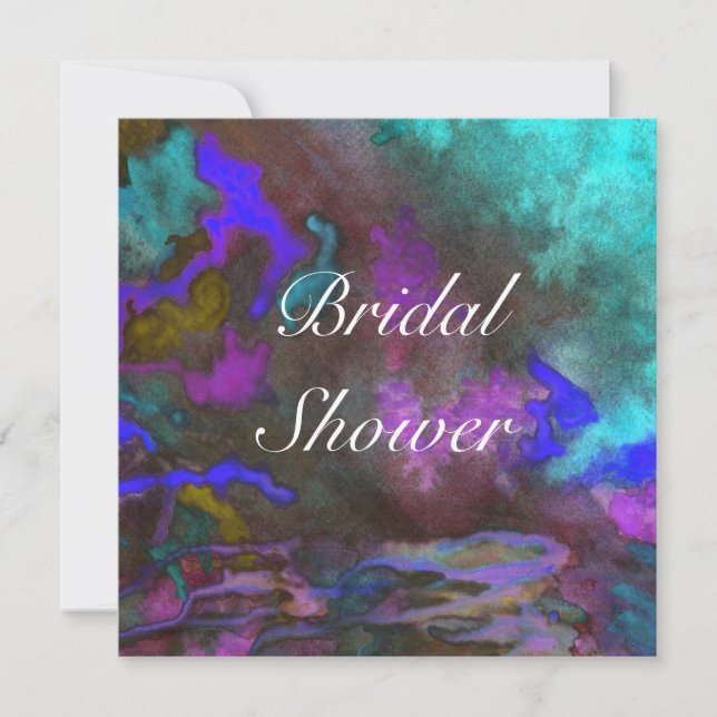 Convite para Casamento de Fusão de Teal de chá de  (Frente)