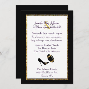 Convite para Casamento de Futebol Dourado e Negro
