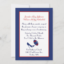 Convite para Casamento de Futebol Vermelho, Branco