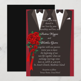 Convite para Casamento de Gay de Tuxedo Preto