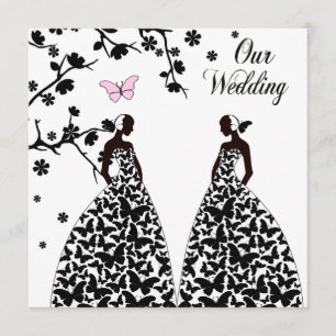 Convite para casamento de gay e lésbicas com duas 