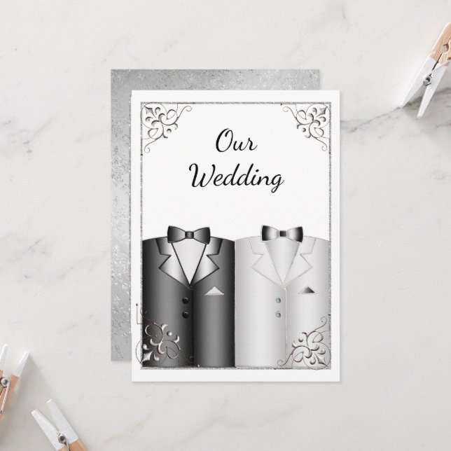 Convite para Casamento de gay elegante, mas simple (Frente/Verso In Situ)