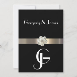 Convite para Casamento de Gay/Lésbica Preto e Dour
