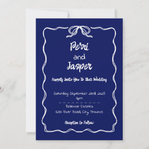 Convite para Casamento de Gem e Caneta Real Azul