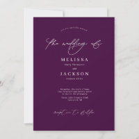 Convite para Casamento de Gem Roxo com Script Mini