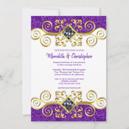 Convite Para Casamento De Gemstone Dourado Com Gli