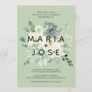Convite para Casamento de Genéricos Suculentos