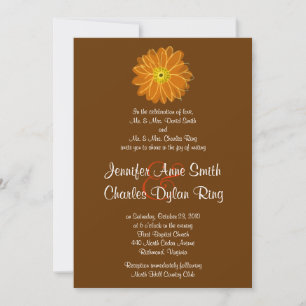 Convite para Casamento de Gerber Daisy Orange & Br