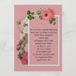 Convite para Casamento de Gerber Daisy Rosa