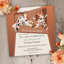 Convite para Casamento de Giraffe Safari Zoo