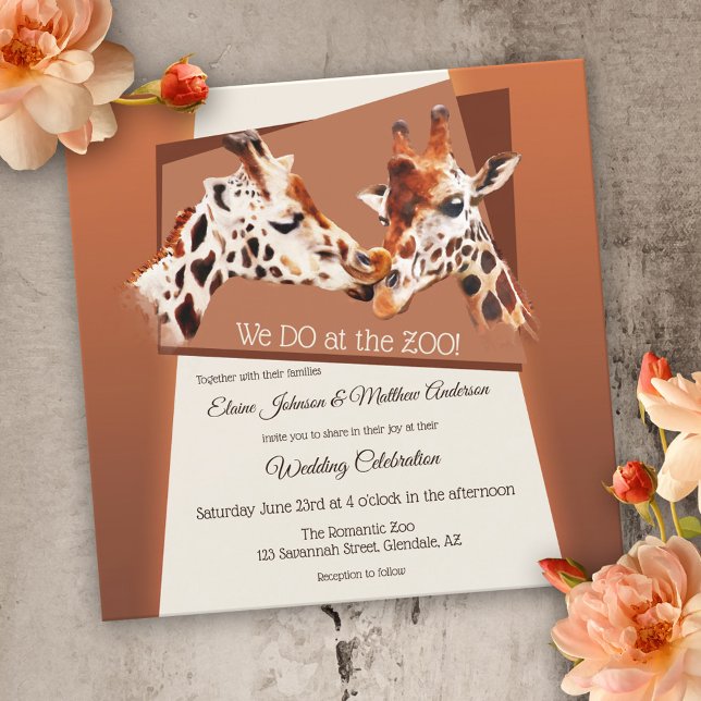 Convite para Casamento de Giraffe Safari Zoo (Criador carregado)