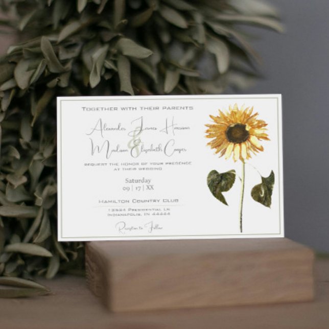 Convite para Casamento de Girassol (Sunflower Wedding Invitation)