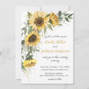 Convite para Casamento de Girassol Amarelo