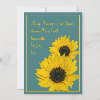 Convite para Casamento de Girassol Amarelo Teal